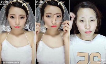 Cô gái Trung Quốc lột xác không thể nhận ra sau khi trang điểm
