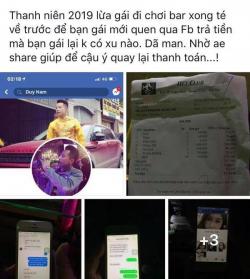 Cô gái đi bar với bạn trai mới quen qua facebook rồi bị bỏ lại với hóa đơn hơn 9 triệu đồng - đào mỏ :))